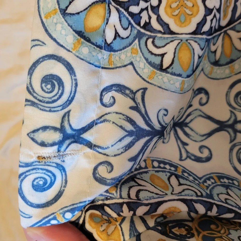 Home essence white, blue, gold mandala shower curtain